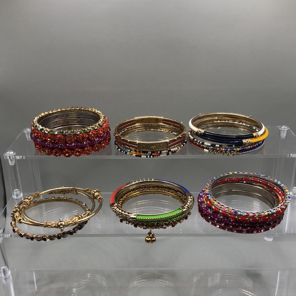 Bundle lot 25 boho festival layering stackable bangle bracelets gold brass tones
